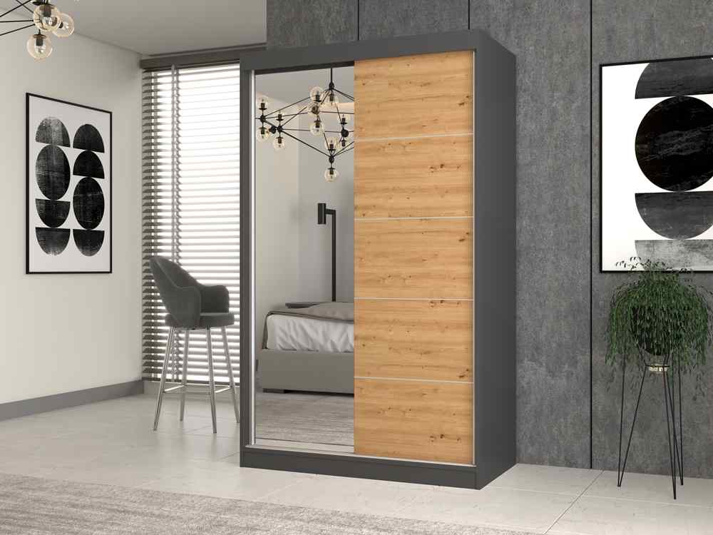 TOPESHOP IGA 120 A/C, šatníková skriňa, antracit / dub Artisan