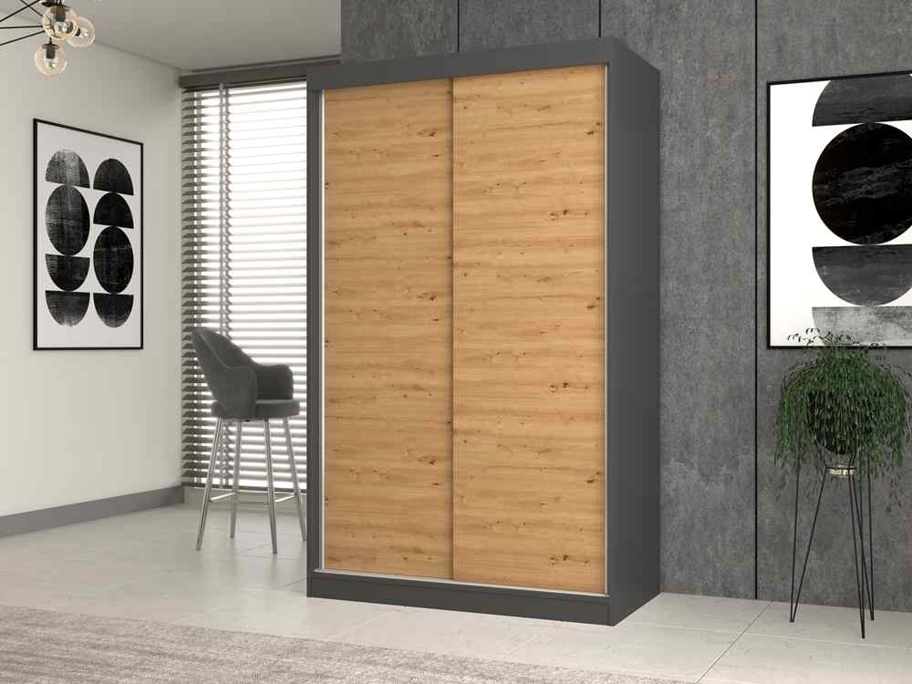 TOPESHOP IGA 120 B, šatníková skriňa, antracit / dub Artisan