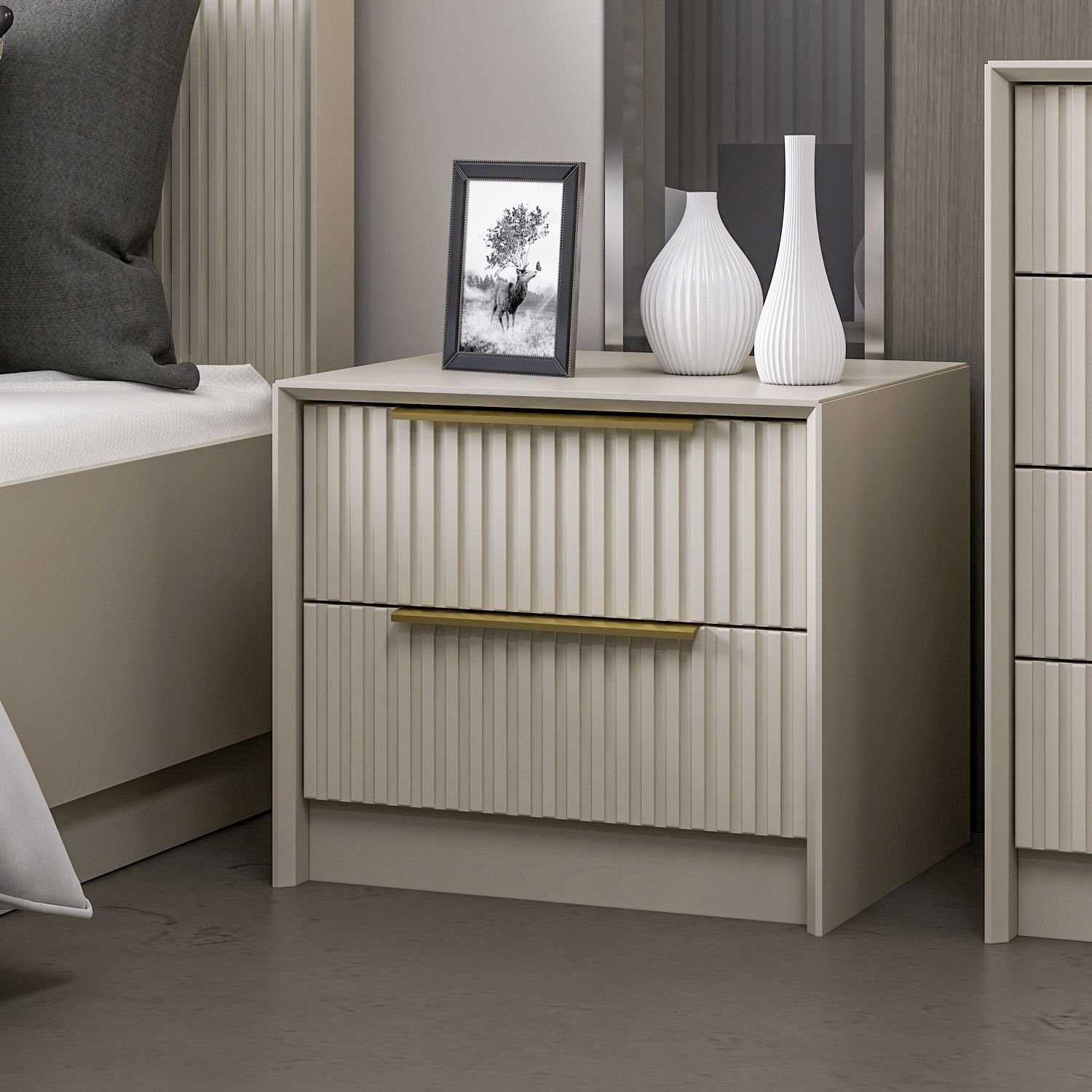 ASIR Kale Luxe šuplíkový nočný stolík, kameň