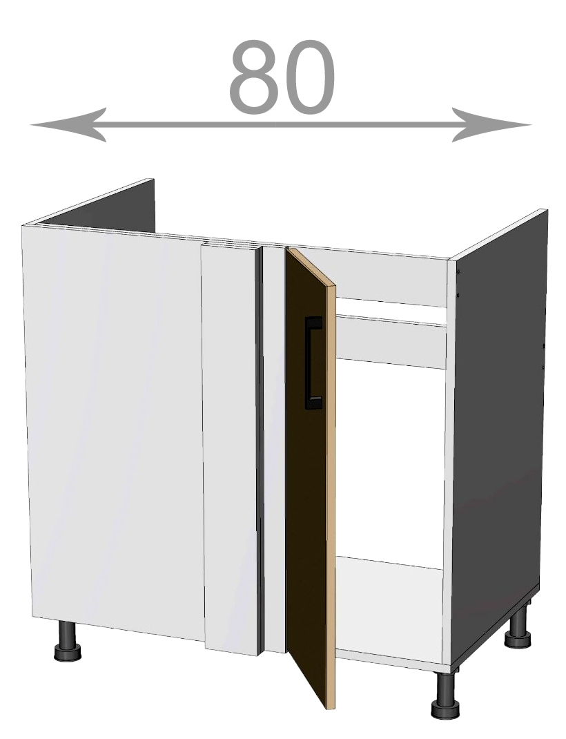 Casarredo Kuch. rohová drez. skrinka 80, Craft BCS80821, grafit/dub Artisa