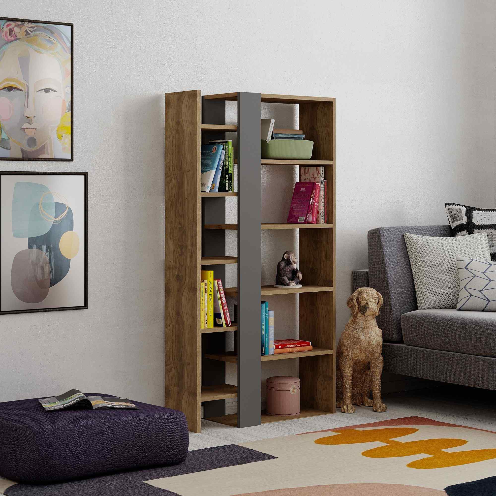 DECORTIE LIFT, regál, knižnica, orech Hit / antracit