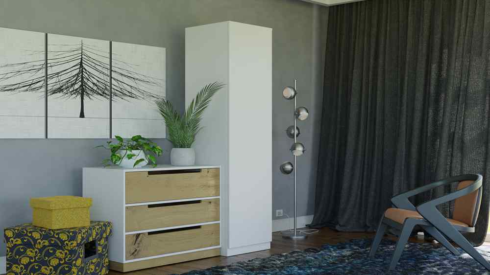TOPESHOP MALWA SD-50, šatníková skriňa, biela