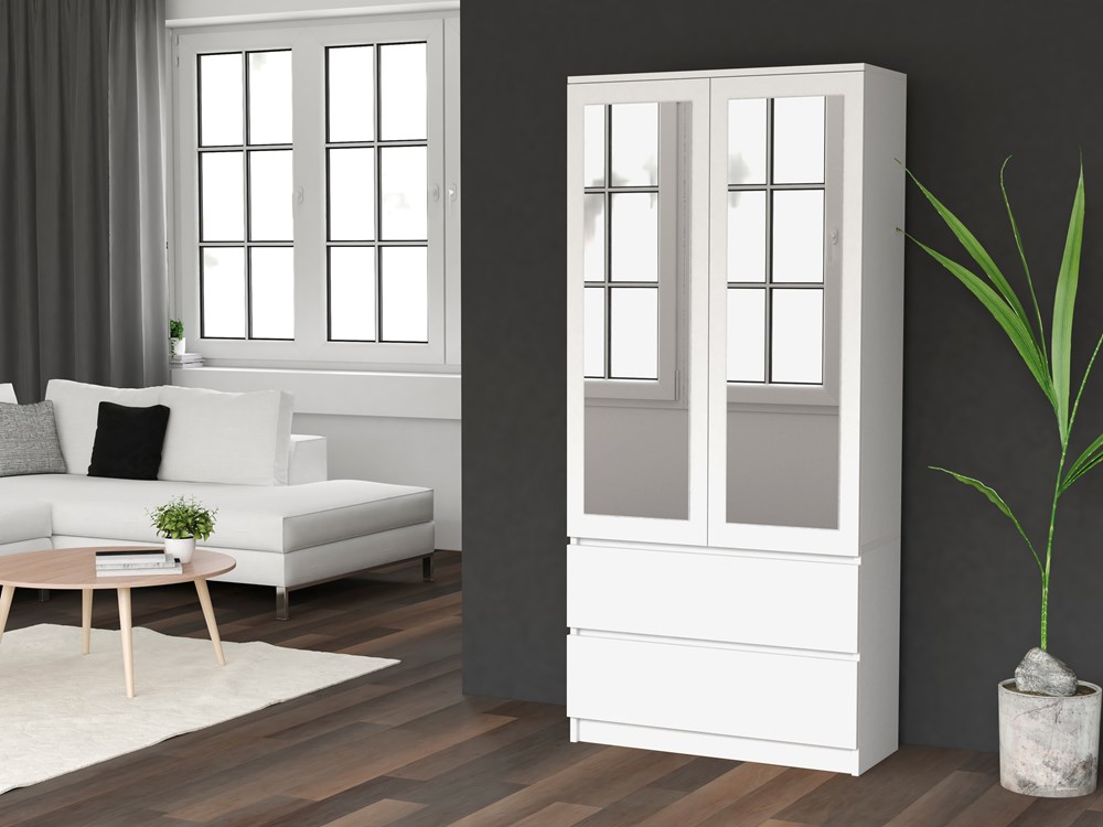 TOPESHOP MALWA SS-90 LUSTRO, šatníková skriňa, biela