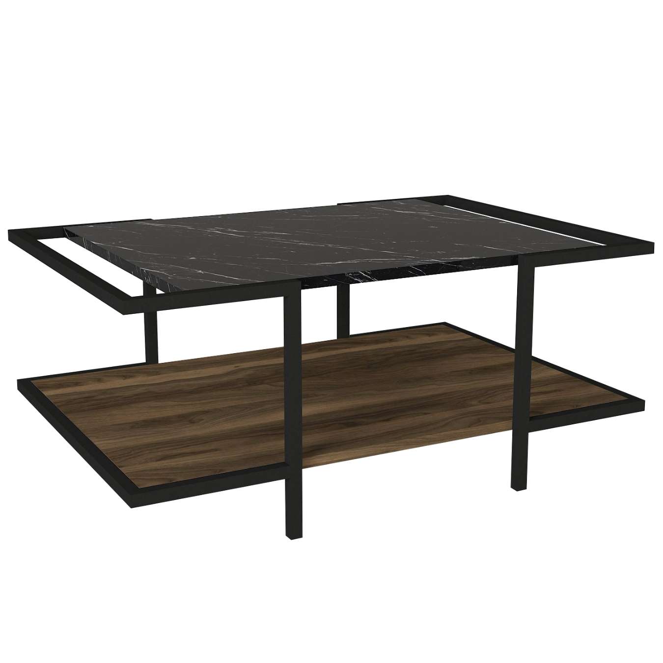 Casarredo MINERVA industriálny konferenčný stolík, orech/ čierny mramor