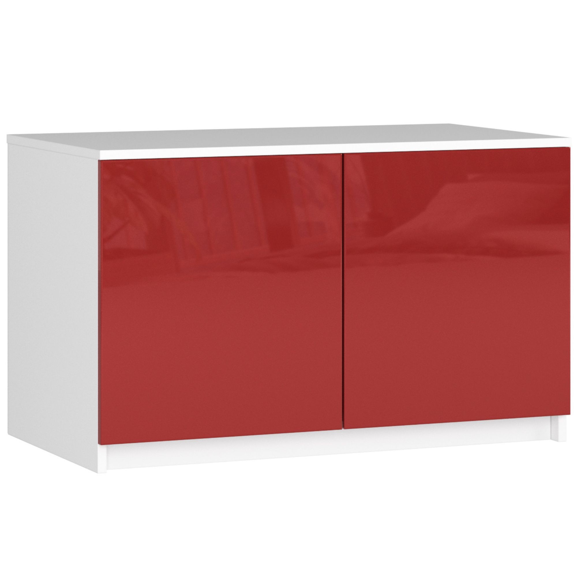 Akord Nadstavec na skriňu S 90 cm - bielo-červený lesk - 2 dvierka