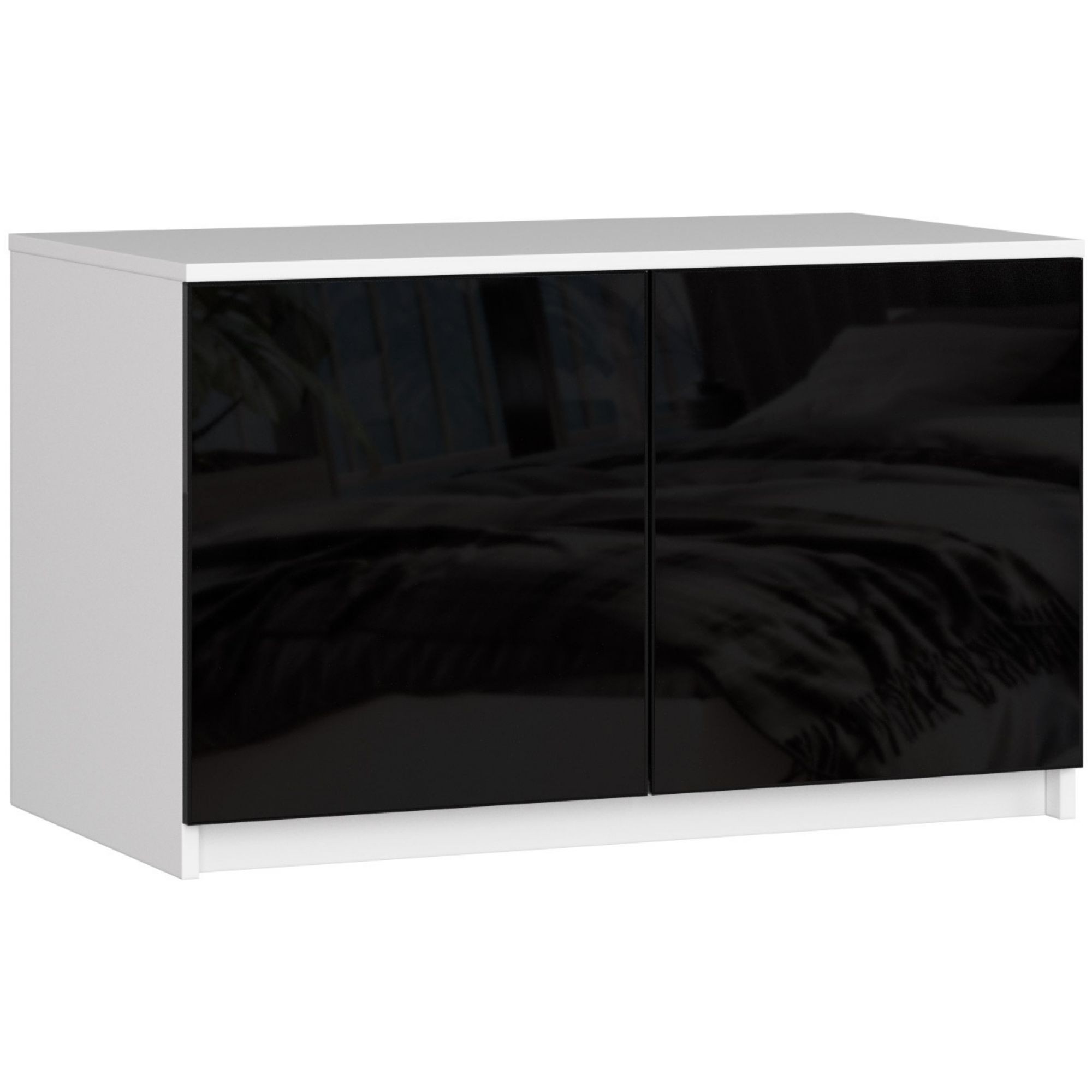 Akord Nadstavec na skriňu S 90 cm - bielo-čierny lesk - 2 dvierka