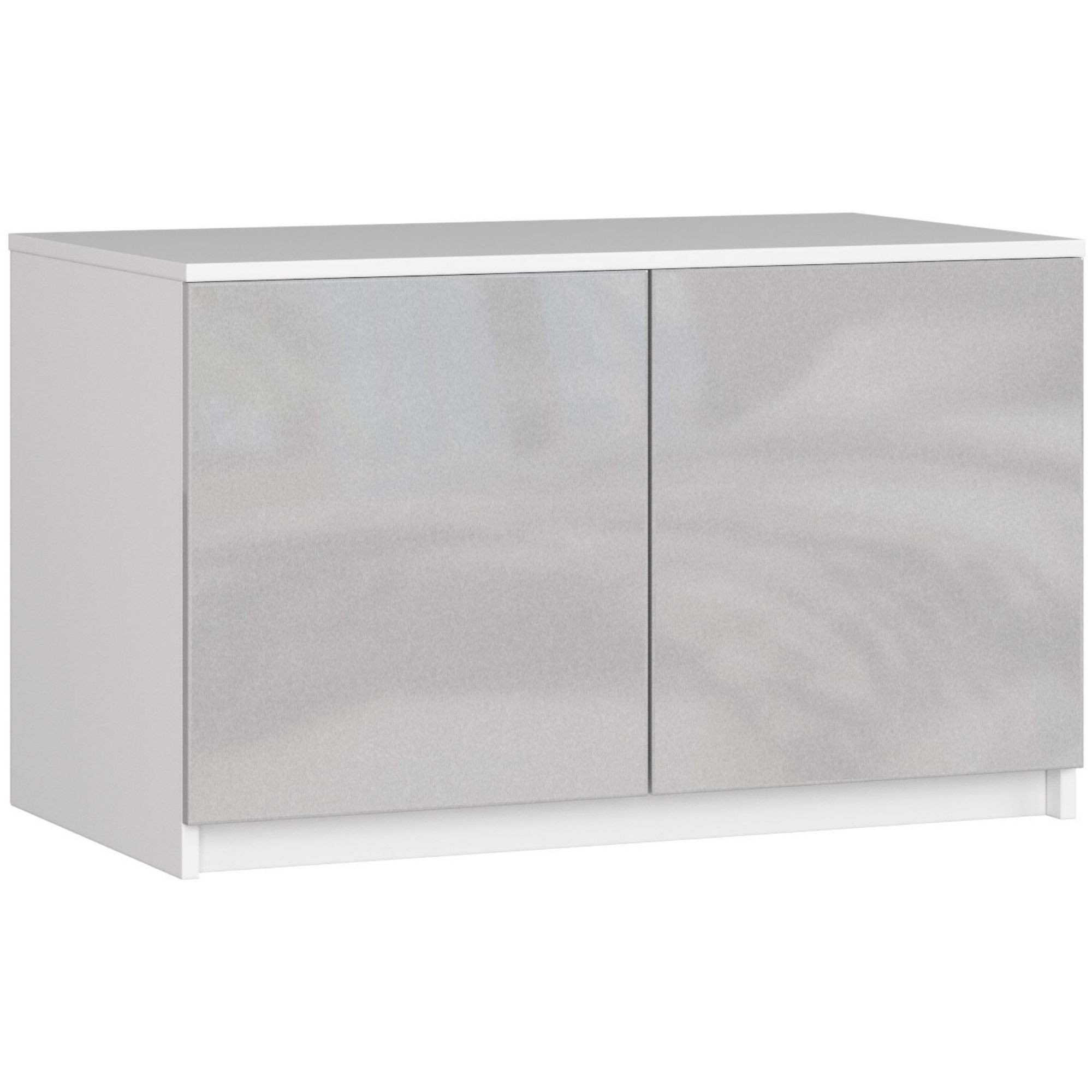 Akord Nadstavec na skriňu S 90 cm - bielo-metalický lesk - 2 dvierka