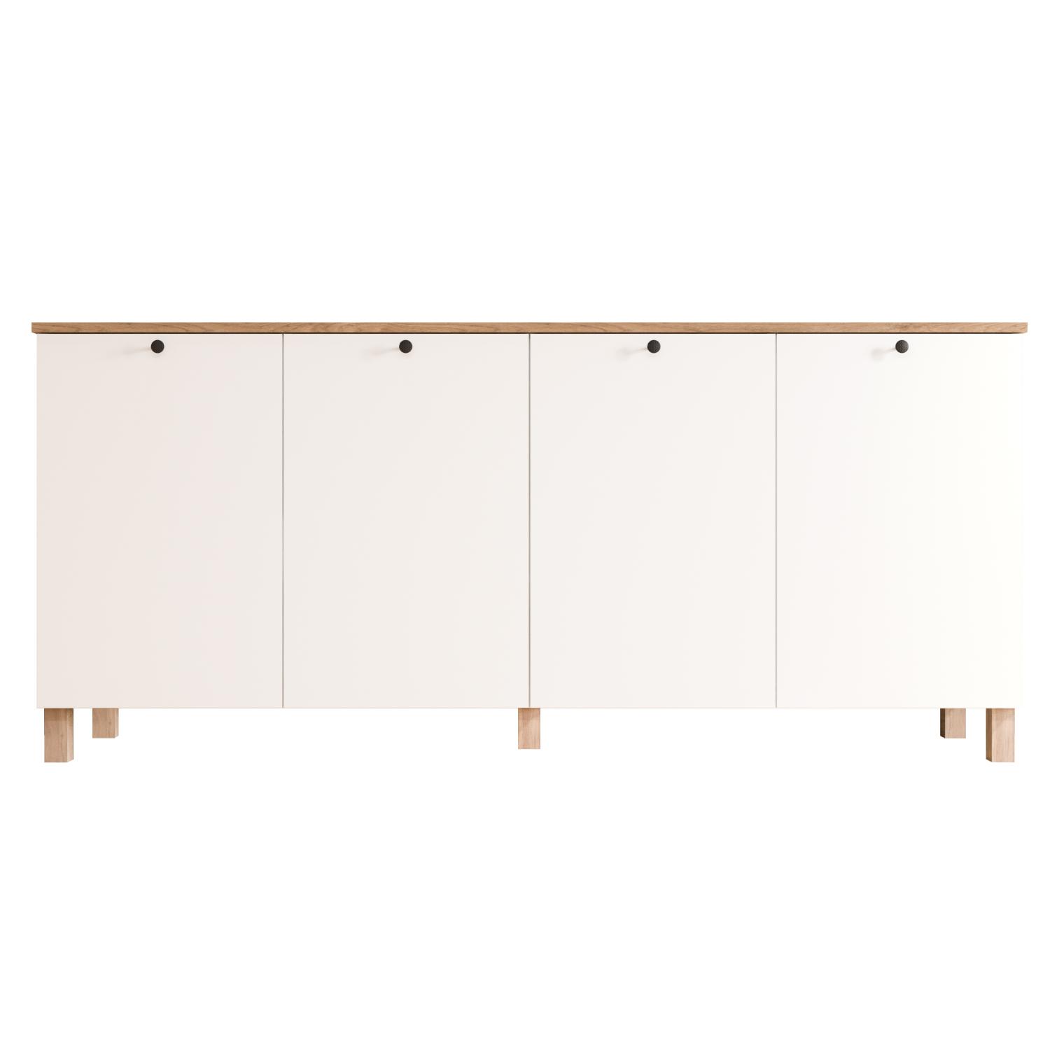 YURUPA Nord široká šuplíková komoda 4S, biela