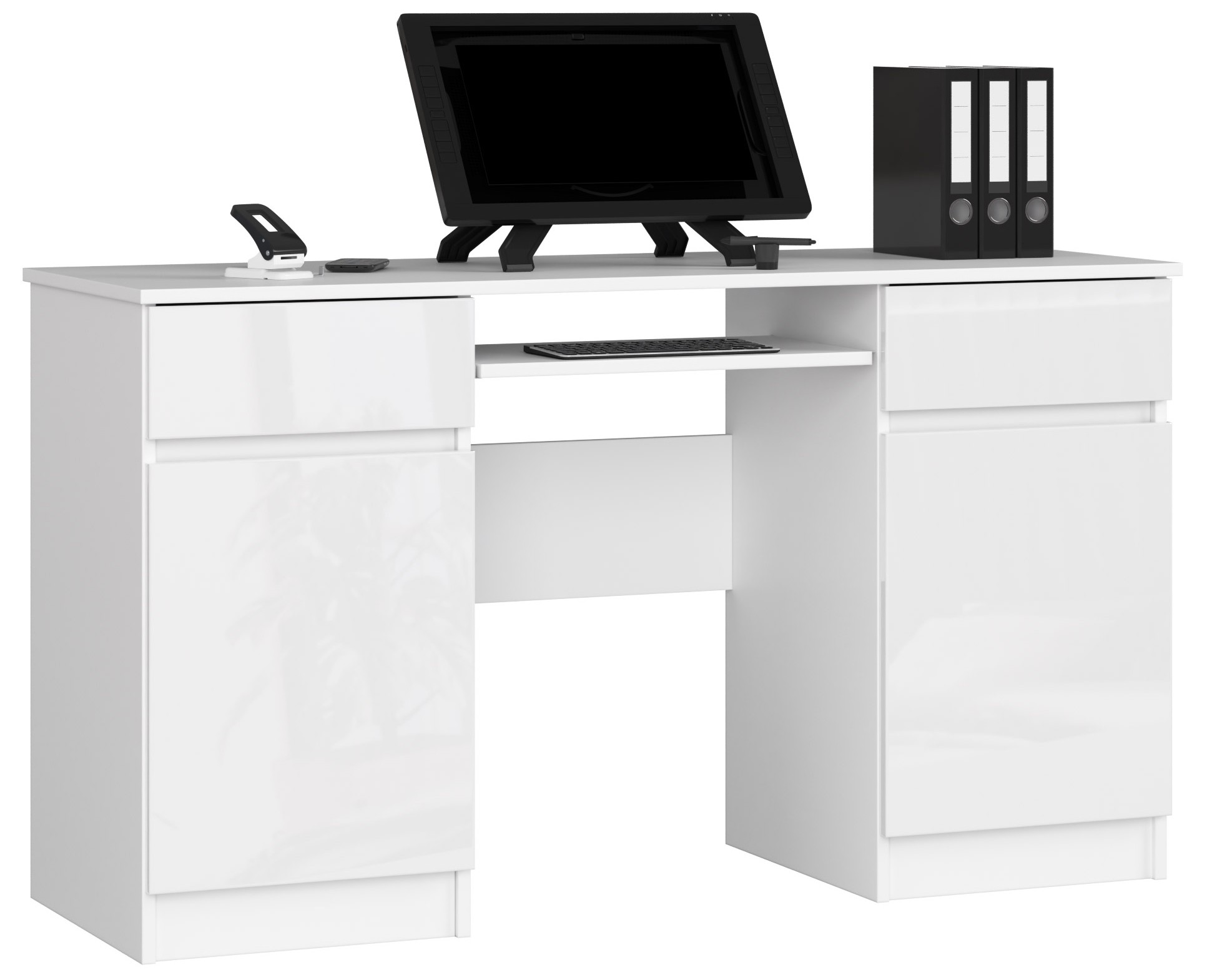 Akord Písací stôl A5 135 cm BIELA / BIELY LESK