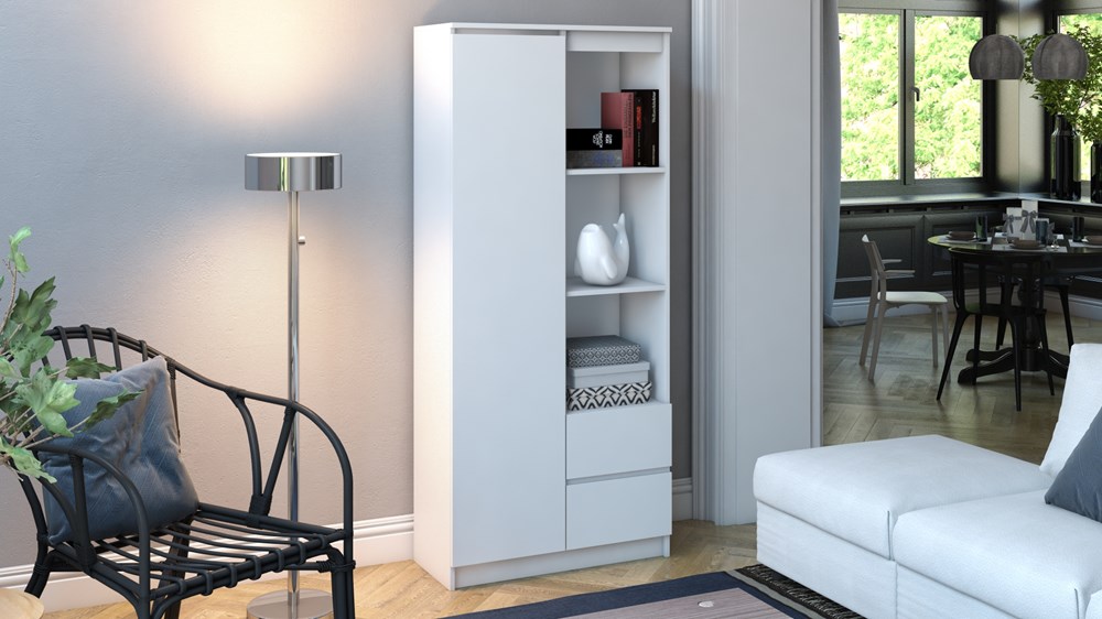 TOPESHOP RS-80, policová skriňa, biela