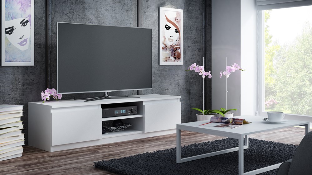 TOPESHOP RTV 120, TV stolík, biela
