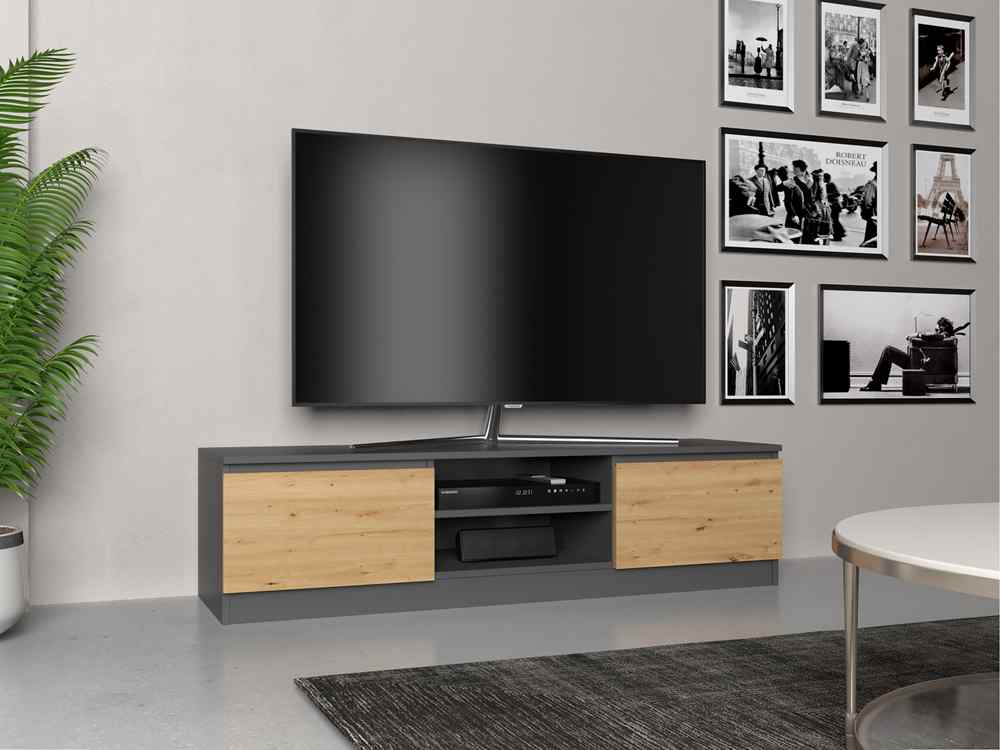 TOPESHOP RTV 140, TV stolík, antracit / dub Artisan