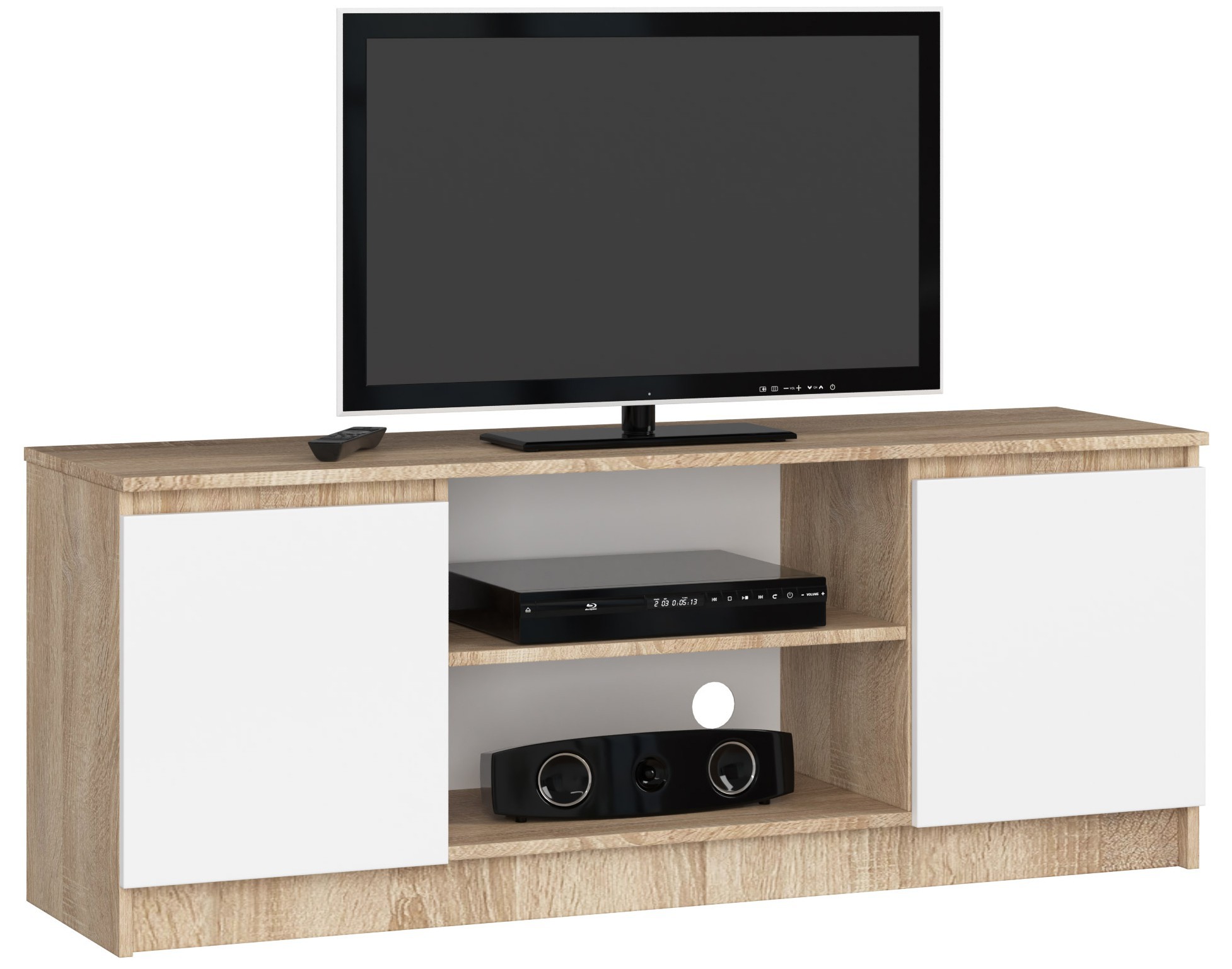 Akord RTV stolík 140 cm 2D 1P SONOMA / BIEL