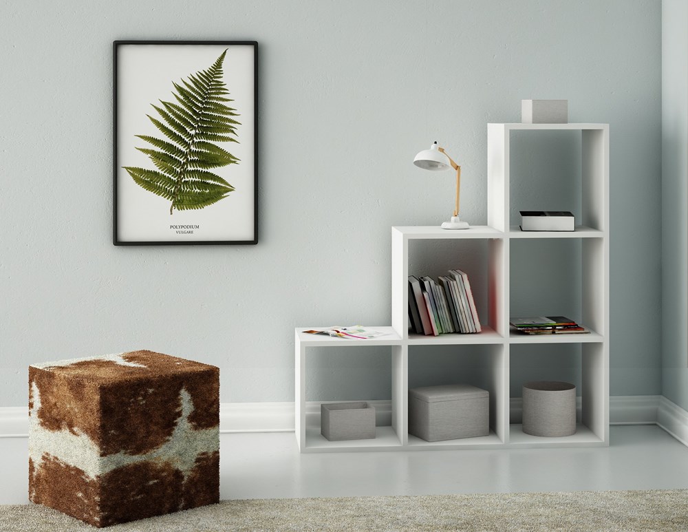 TOPESHOP STEP RS-30, regál, knižnica, biela
