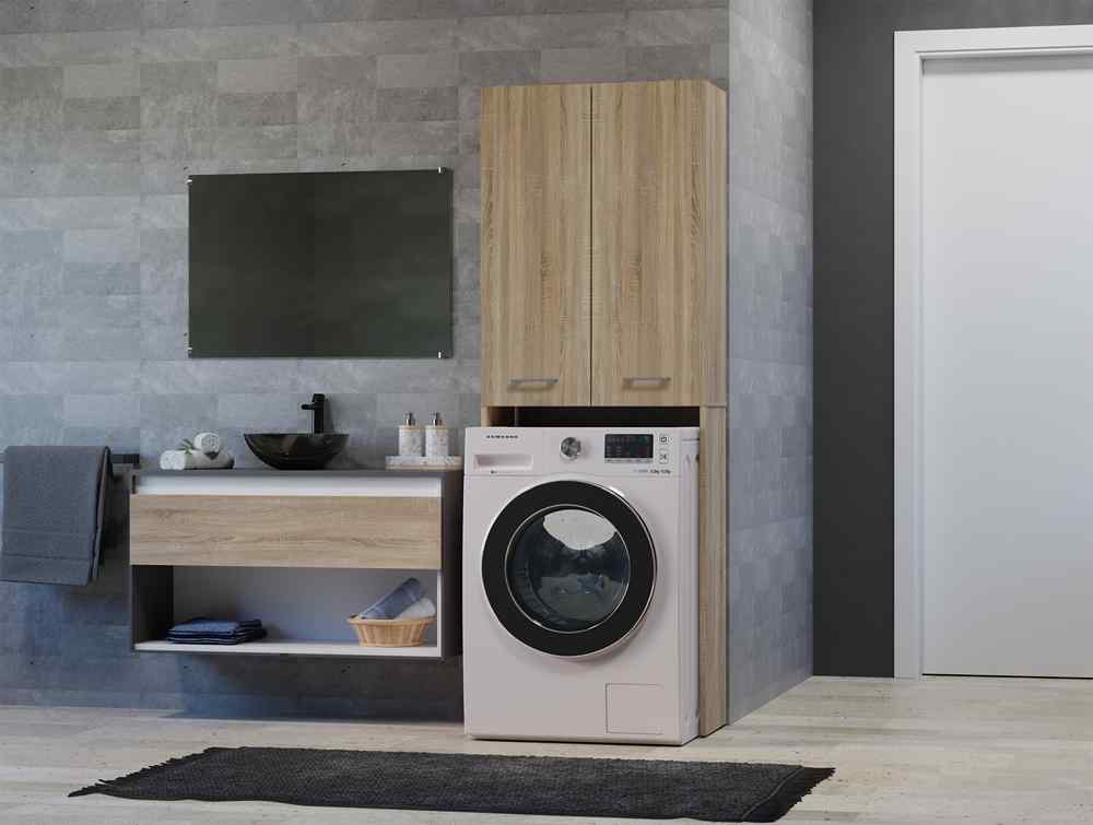 TOPESHOP Vysoká skrinka nad práčku POLA DD, dub Sonoma
