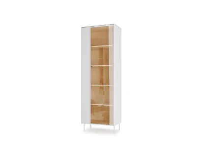 LIBA LB 01, vysoka 2 dverova vitrina s osvetlenim, hodvabna biela dub vincenza 1