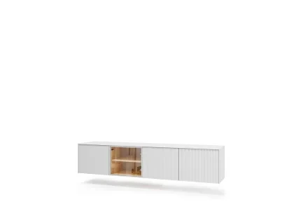 LIBA LB 05B, zavesny TV stolik s osvetlenim, hodvabna biela dub vincenza 1