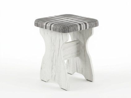 STOOL 1, taburet, sedák – látka sivá, dub Kraft